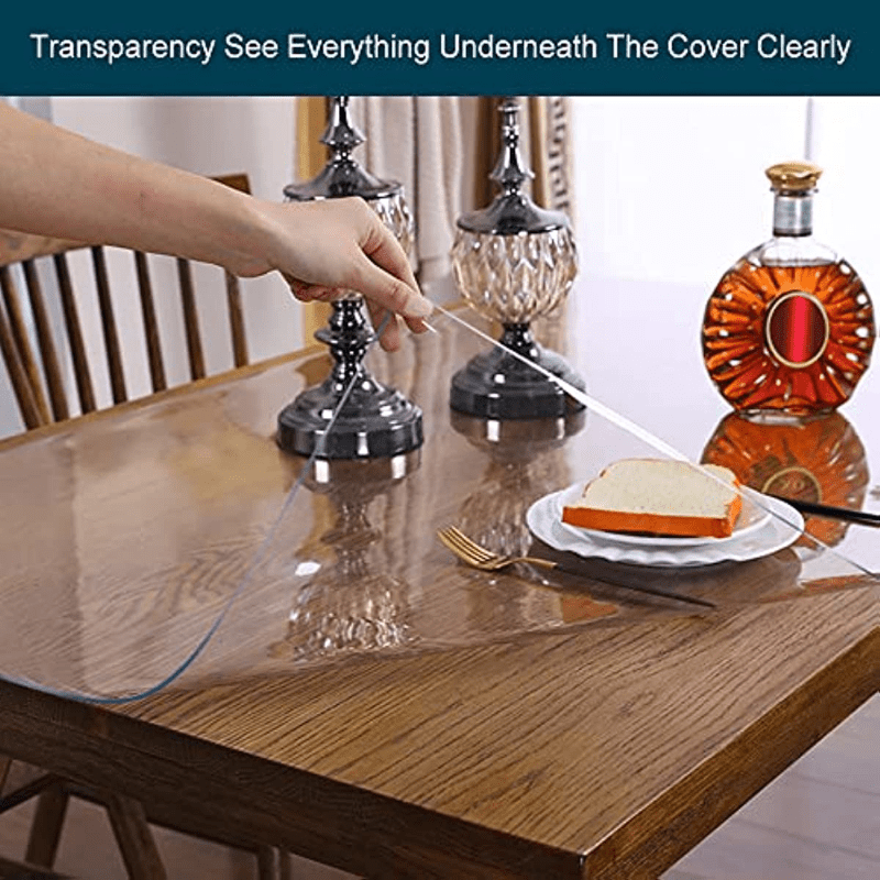1pc, Table Protector, Plastic Tabletop Protector, Office Desk Pad, Clear  Plastic PVC Tablecloth Rectangle Protective Desk Top Cover, PVC Transparent  T