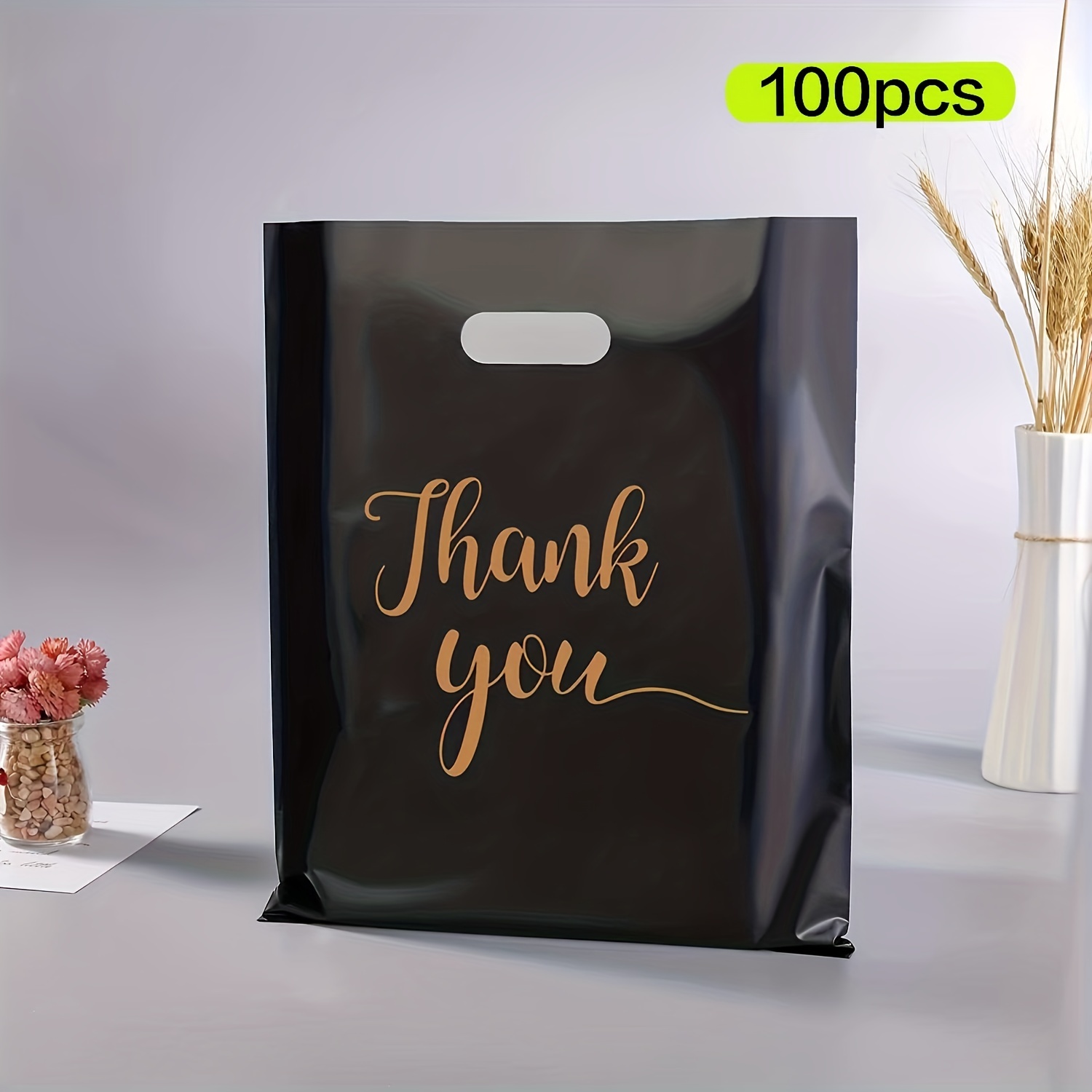 100Pcs Mini Thank You Plastic Gift Bags Wedding Candy Bags