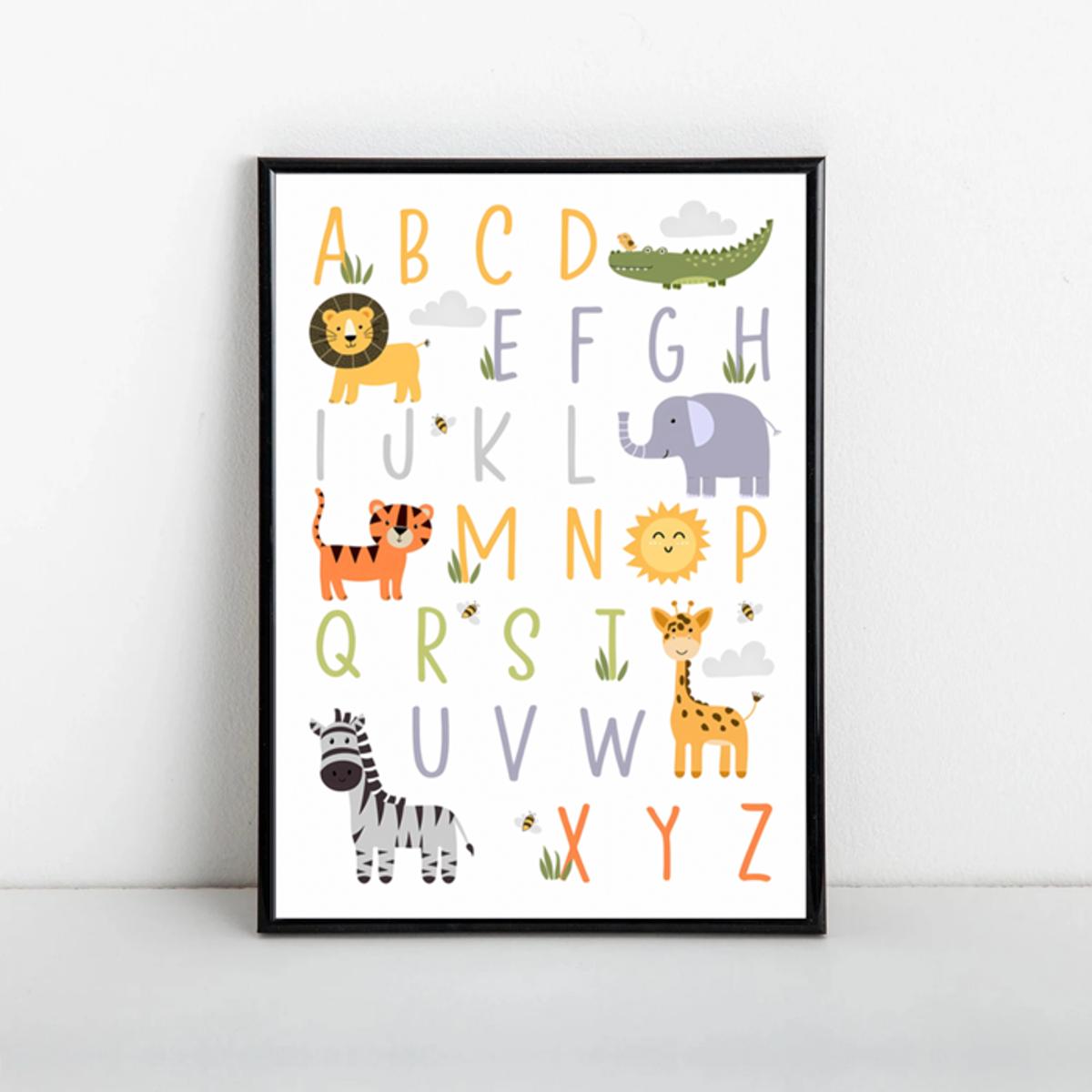 Cute Animal Alphabet Poster For Nurseries and Playrooms