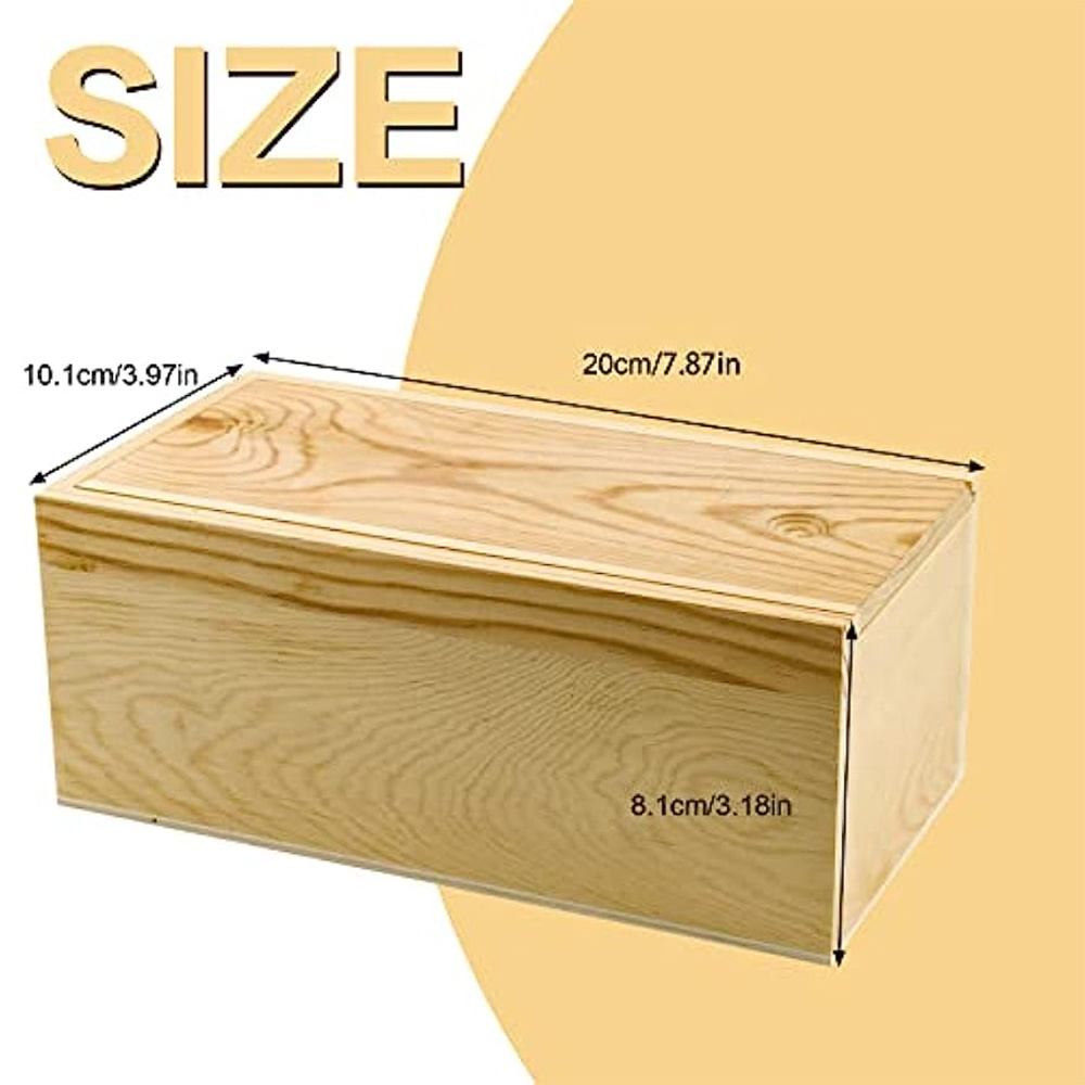 BILLIOTEAM 2 Pack Unfinished Wood Storage Box with Slide Lid,Blank Natural Wood Case Container for Christmas,Wedding,Party,Gift Jewelry Box,DIY