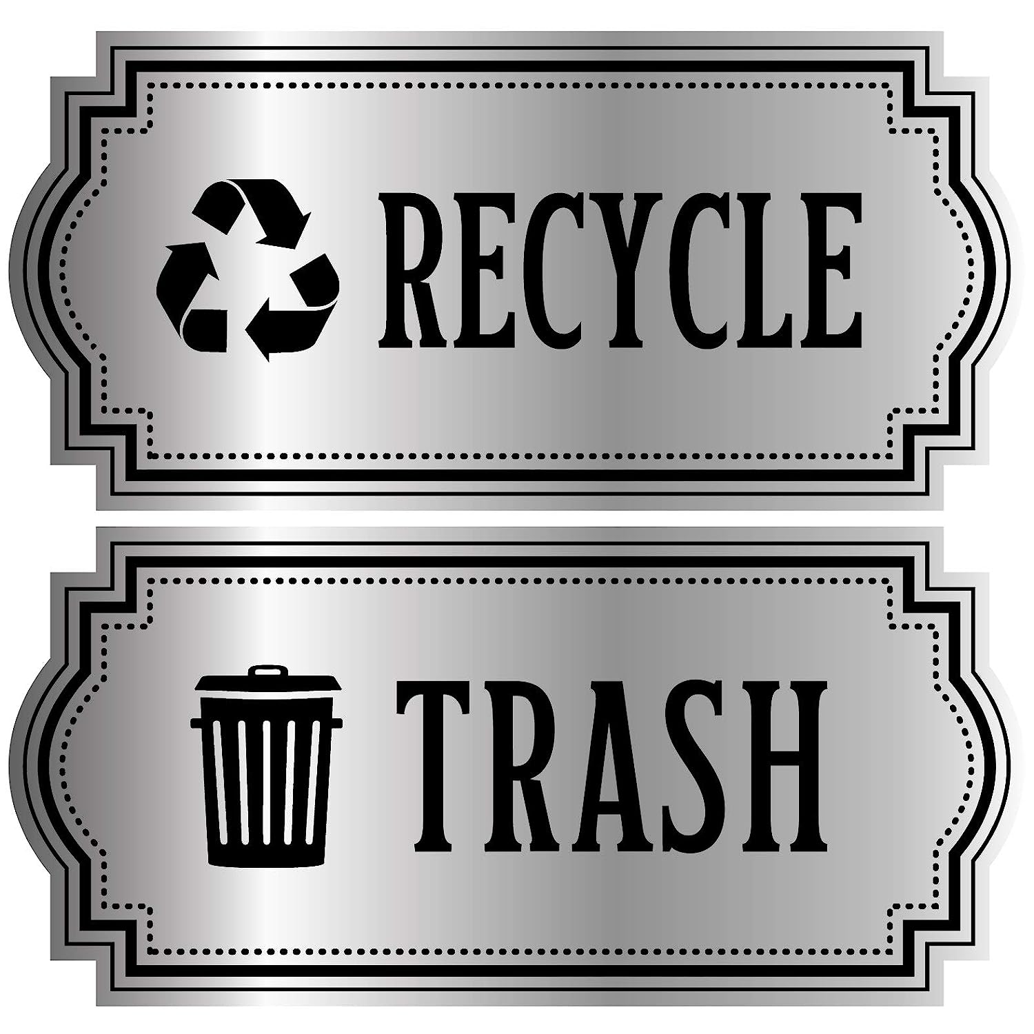 2 Stück, Recycling- Und Müll-Logo-Symbol, Eleganter Goldener Look Für  Mülleimer, Behälter Und Wände, Laminierter Vinyl-Aufkleber, Heimzubehör