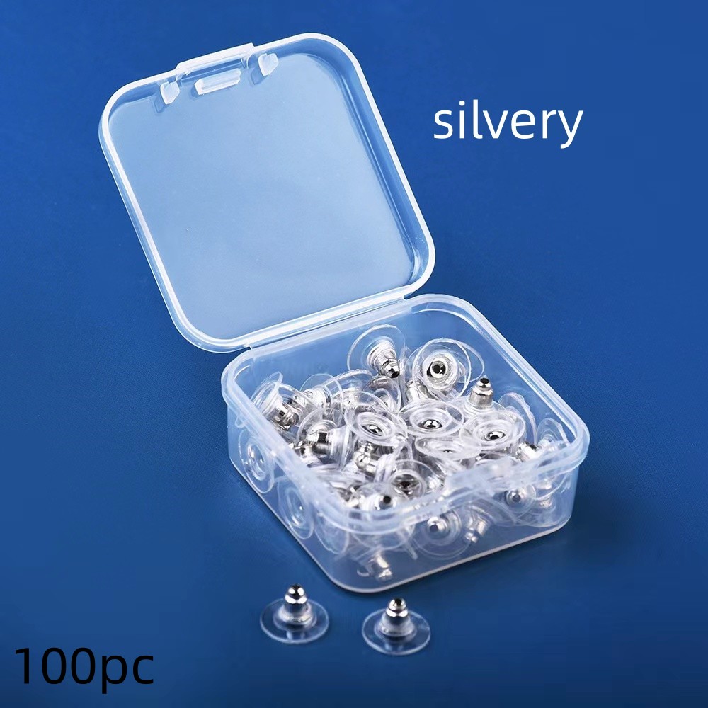 100pcs/lot Boxed Rubber Earring Backs Stopper Earnuts Stud Earring Back  Supplies For Jewelry DIY Jewelry Findings Making Accessories