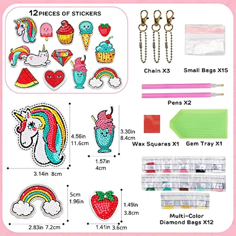 15 Pack Life Diamond Painting Kit For Kids with Keychains, Crafts for Girls Ages  8-12, Diamond Art for Kids, Diamond Dot Gem Art Kits for Kids, Unicorn  Painting Kit 