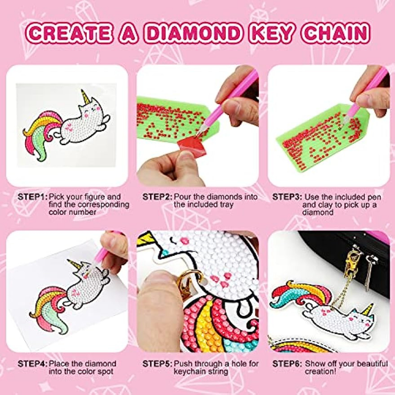 Diamond Painting Keychains Kit for Girls Crafts (8 Pack)