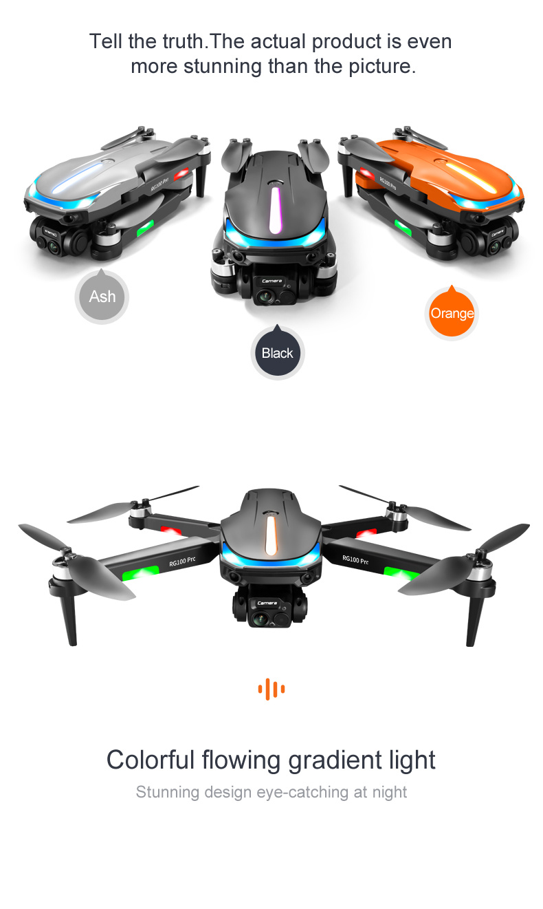 rg100 pro drone hd professional dual camera brushless motor 2 4g 3 sided obstacle avoidance optical flow positioning quadcopter details 1
