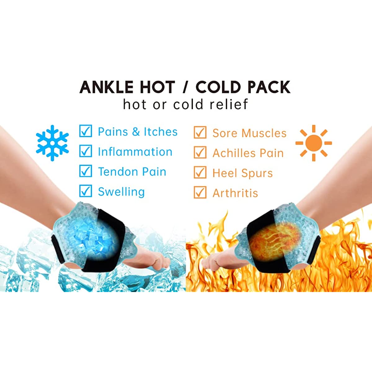 Gel Ice Packs for Hot and Cold Therapy: Flexible, Reusable, & Microwavable  | for Pain Relief, Sports Injuries, Swelling, etc. (2-Pack : 4 x 10 Each)