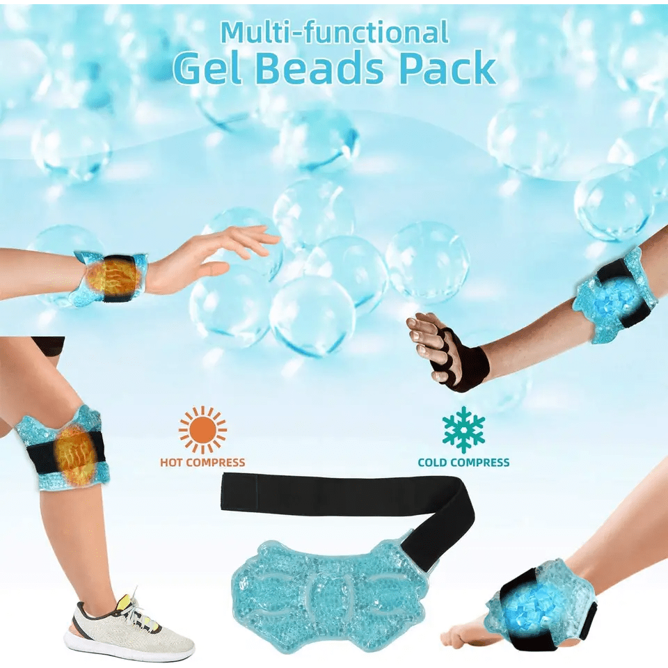 Gel Ice Packs for Hot and Cold Therapy: Flexible, Reusable, & Microwavable | for Pain Relief, Sports Injuries, Swelling, etc. (2 Pack : 4 x 10 Each)