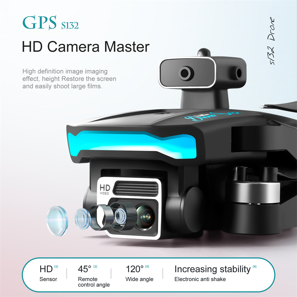 new s132 pro gps drone hd professional with camera 5g wifi 360 obstacle avoidance fpv brushless motor rc quadcopter mini drones christmas thanksgiving halloween gift details 15