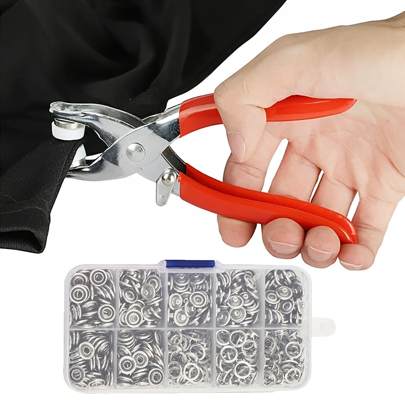 Snap Button Kit With Hand Pressure Pliers & Snaps & 1 Clear Box