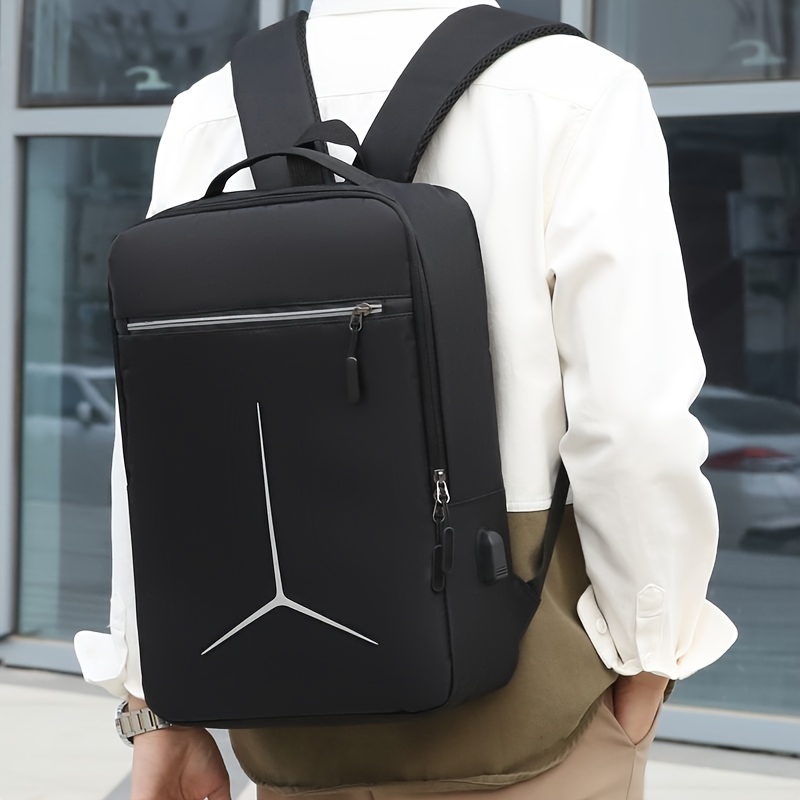 1pc Lightweight Casual Laptop Backpack with USB Charging Port For