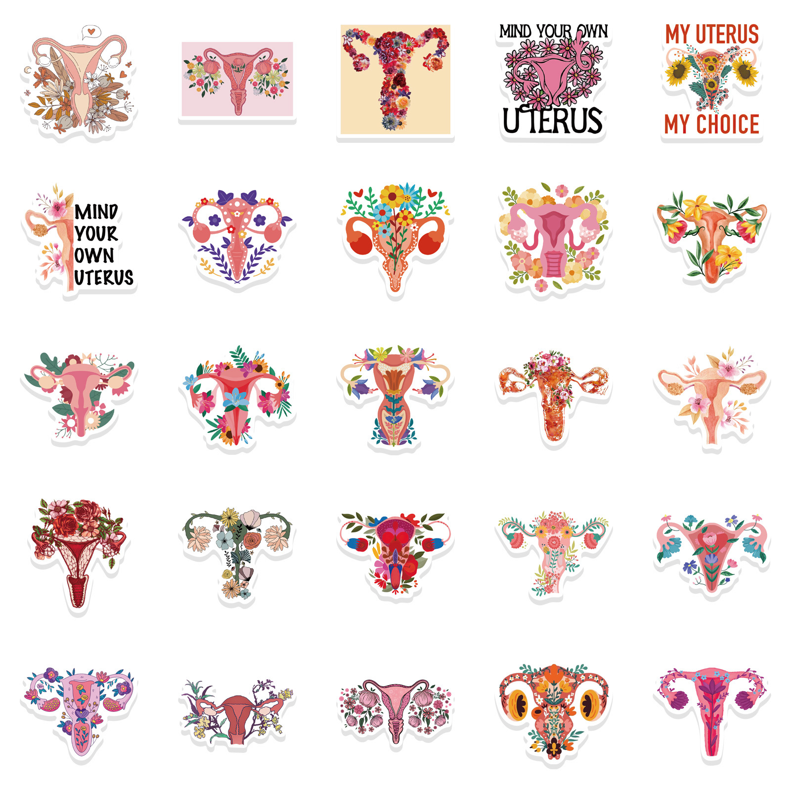 Woman's Rights Uterine Flower Stickers Fashion Fun - Temu