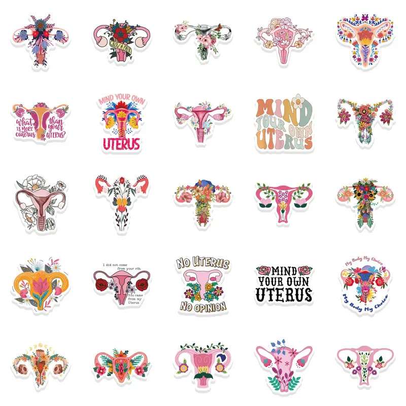 Woman's Rights Uterine Flower Stickers Fashion Fun - Temu