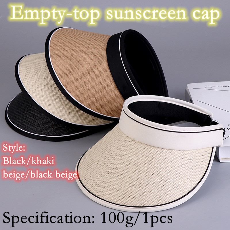 Contrast Binding Straw Hat Empty Top Versatile Sun Hat - Temu