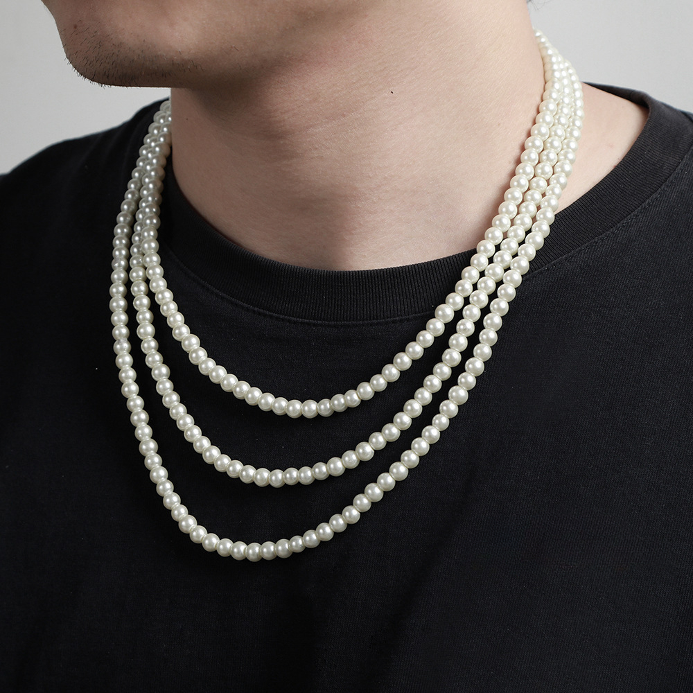 Men's Choker with Elongated Pearls