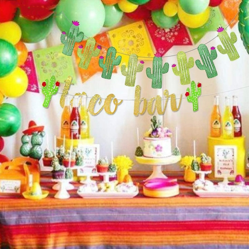 Taco Bar Decoration Kit, Mexican Fiesta Party Decorations Taco Bar Banner  Sign Tent Garland for Cinco De Mayo Fiesta Mexican Theme Party Bachelorette