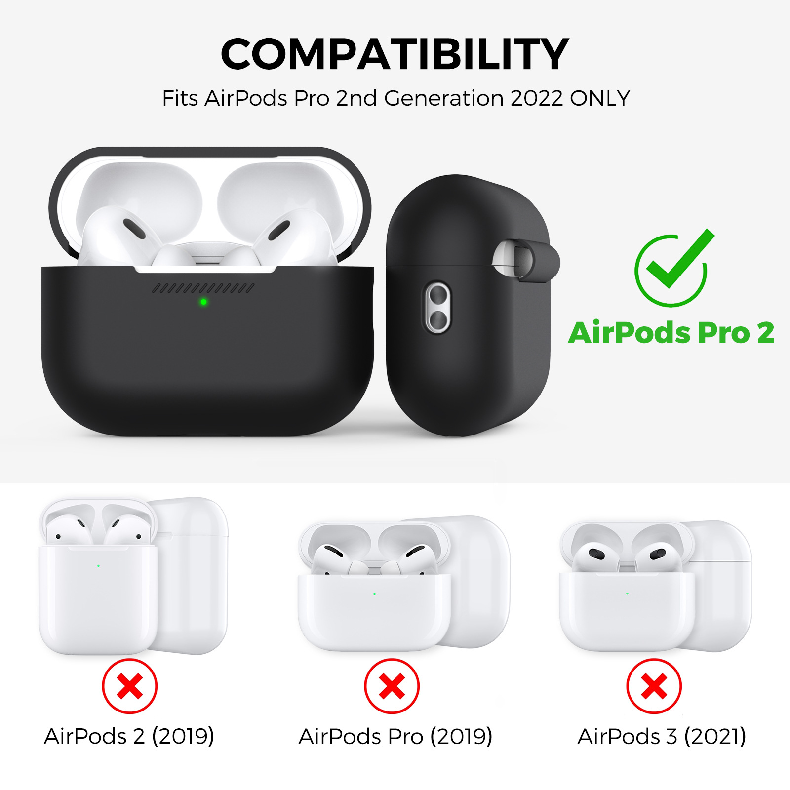 1pc Black Soft Protective Airpods Case With Colored Heart Pattern,  Shockproof, Equipped With Lanyard, Compatible With Airpods 1/2, Airpods 3, Airpods  Pro, Airpods Pro2