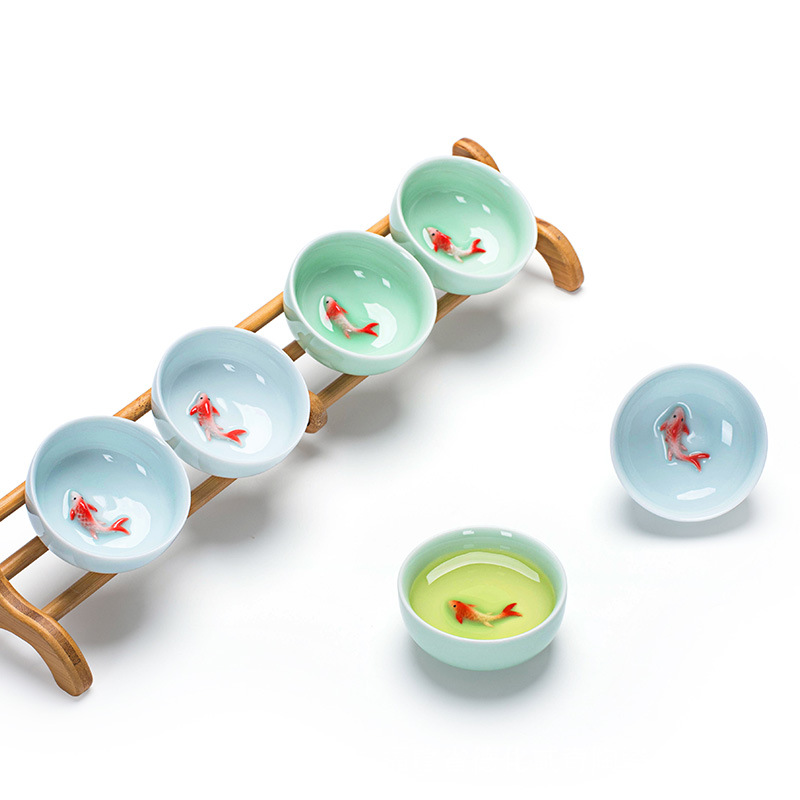 Porcelain Celadon Fish Teacup, Loose Leaf Teapot, Oolong Tea, Ceramic, And  China Kung Fu Tea Utensils For Restaurants/cafes