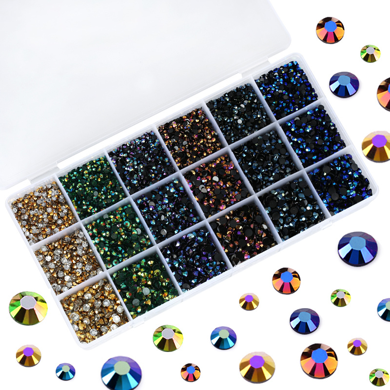 Wholesale in Bulk Package Resin Non hotfix Rhinestones Glitter Crystals  стразы AB Flatback Strass For Nail Arts Accessories - AliExpress