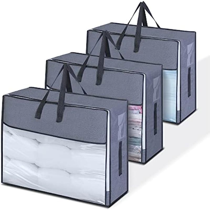 6pcs Clothes Storage Bags 90L Closet Organizer Blanket Storage 3 Layer  Fabric with Zipper Waterproof Extra Large Capacity Bedding Storage 19*19*14  inches 