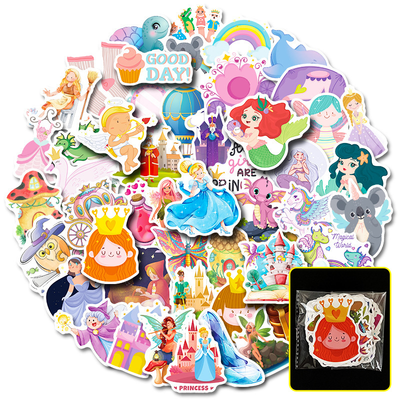 200pcs Disney Mix Stickers, Cute Cartoon Princess Stickers for Water  Bottles Laptop Luggage Phone,Cartoon Anime Stickers for Kids Teens Adult
