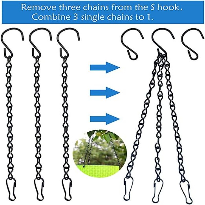 2pcs Hanging Chain for Bird Feeders, Garden Plant Hangers for Decorative  Ornaments, Planters, Billboards, Lanterns, Wind Chimes - Black