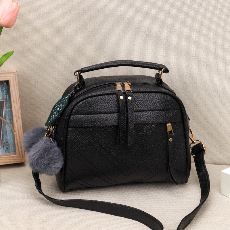 Stylish Crossbody Bag with Pompom - Women's Handbag & Purse