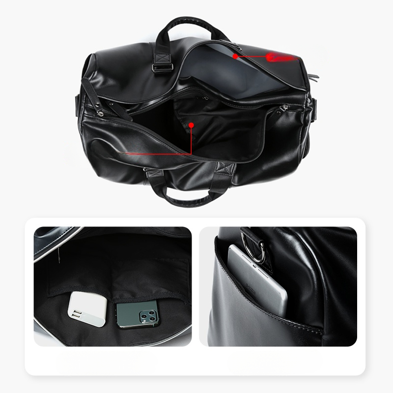 Vegan Leather Sports Gym Bag Trendy Travel Duffle Bag Large Temu