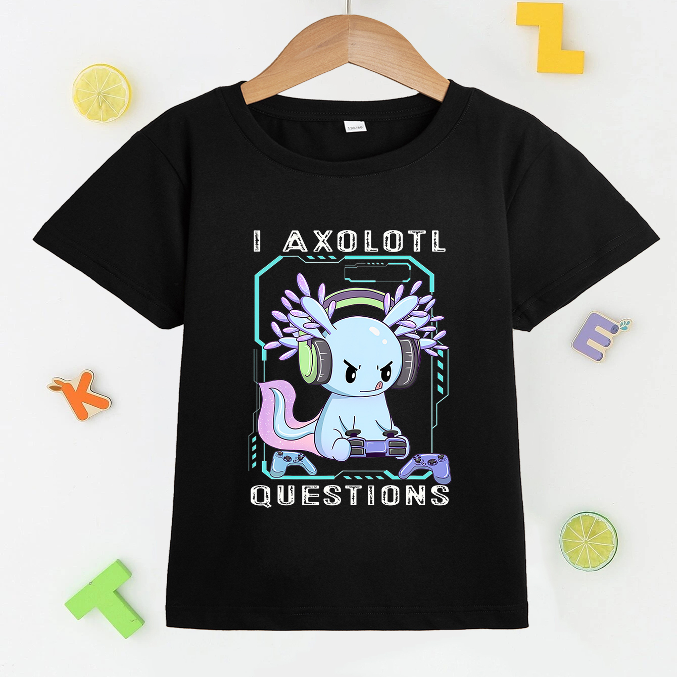 

Cute Axolotl Print T Shirt, Tees For Kids Boys, Casual Short Sleeve T-shirt For Summer Spring Fall, Tops As Gifts