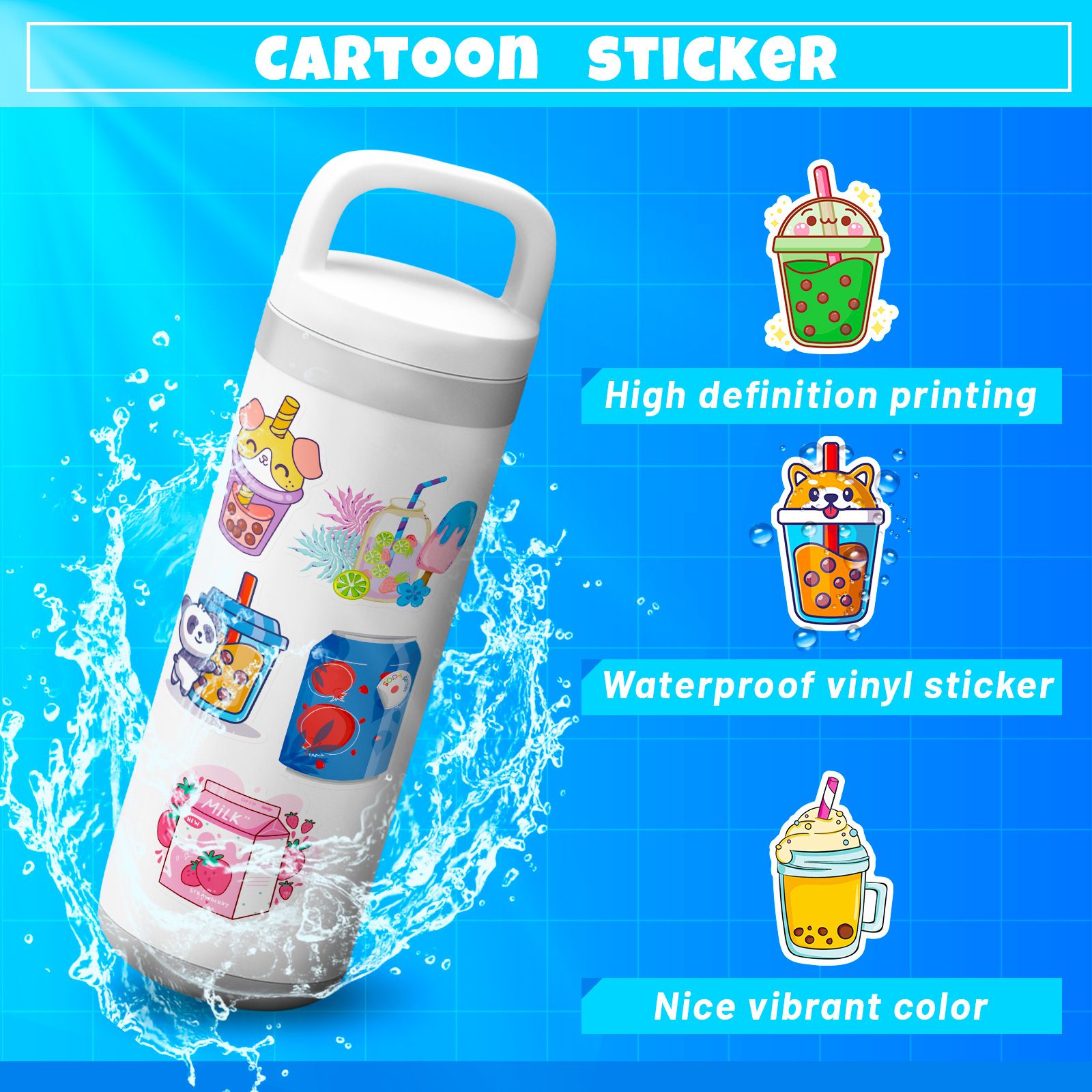 Kawaii Water Bottle Stickers, Cute Stickers Teen Girls