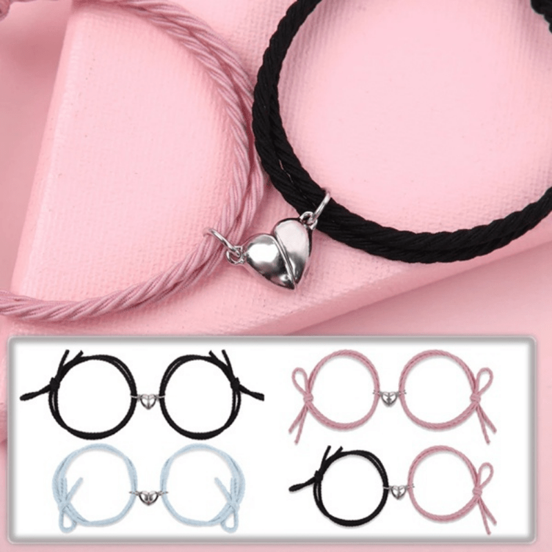 1 Pair Heart Magnet Couple Bracelet for Women Men Fashion Charm
