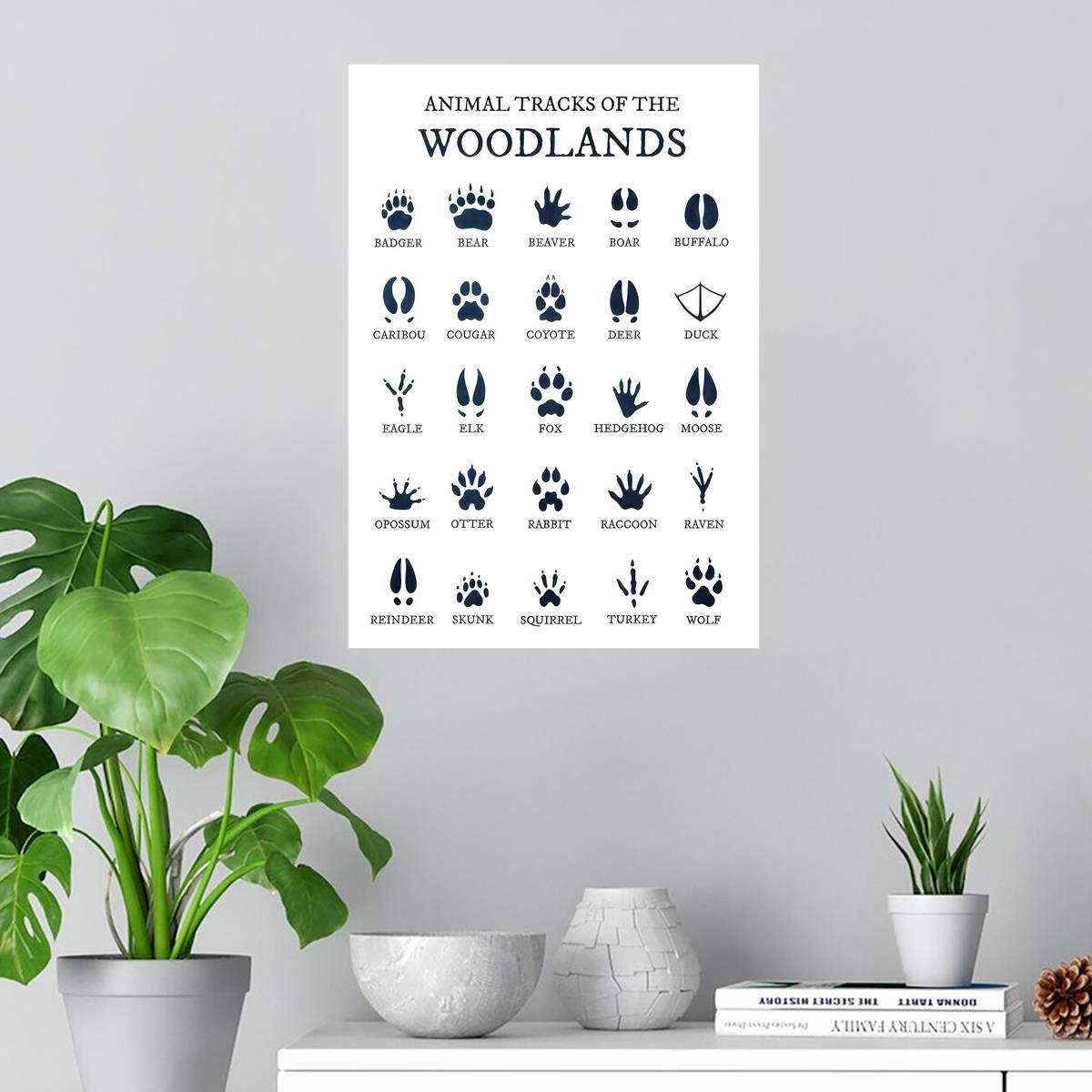 Animal Tracks Print, Nature Print, Canvas Art, Montessori Material