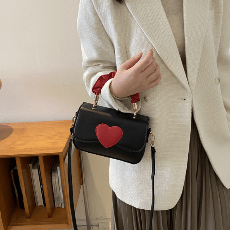 Mini Heart Decor Crossbody Bag Kawaii Cute Top Handle Satchel