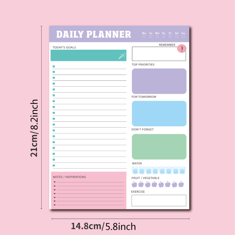 Undated Weekly Planner Notebook Daily List Notepad Easy Tear - Temu