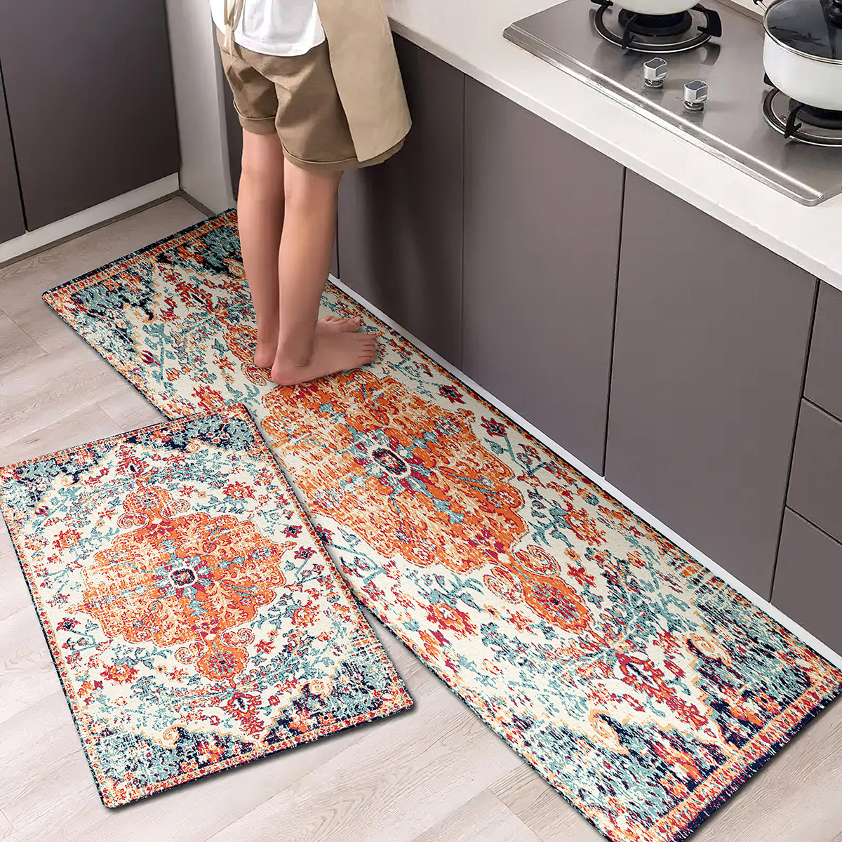 1pc Tapis De Zone Médaillon Floral Bohème Tapis De Sol - Temu Belgium