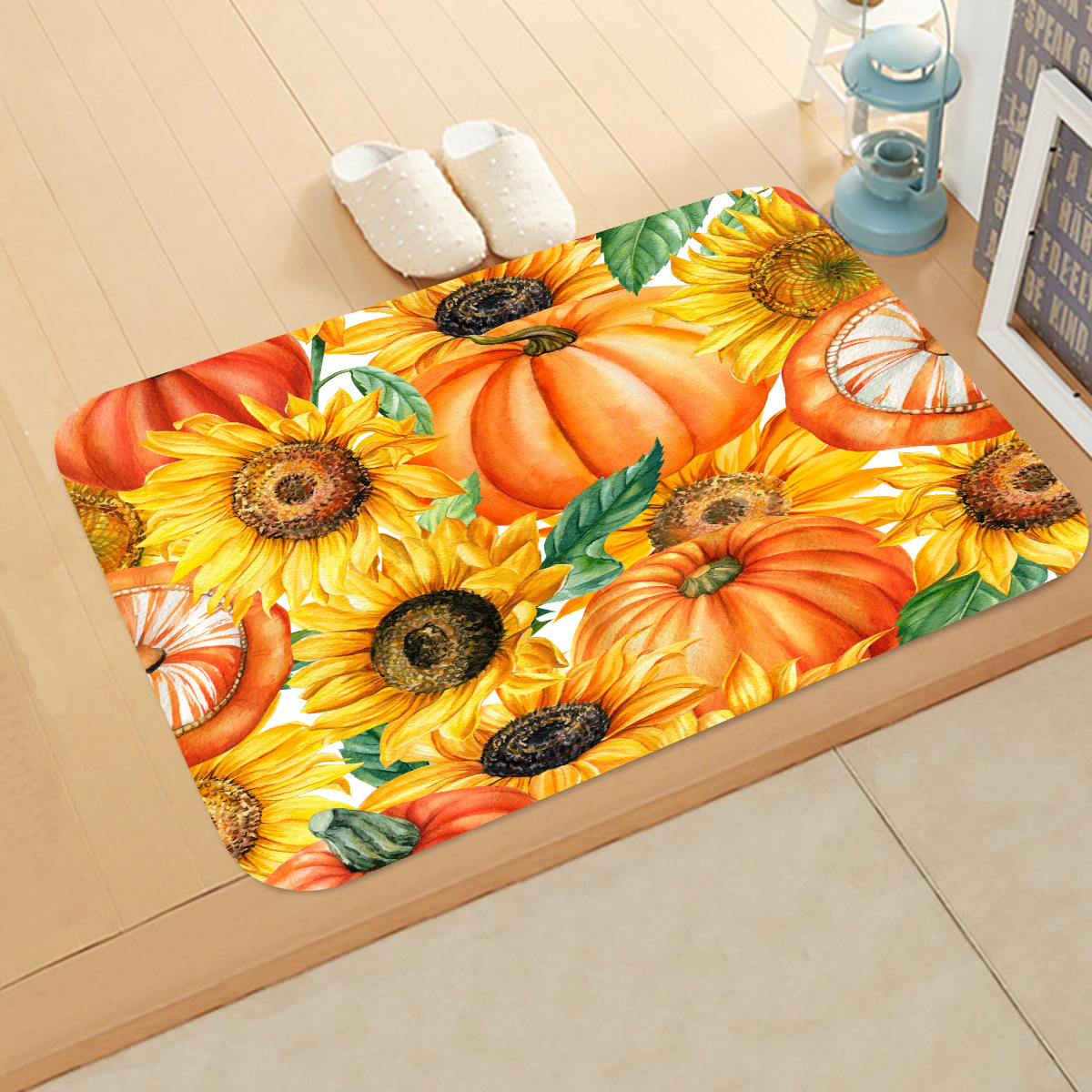 Fall Pumpkin Print Floor Mat Thanksgiving Harvest Kitchen - Temu