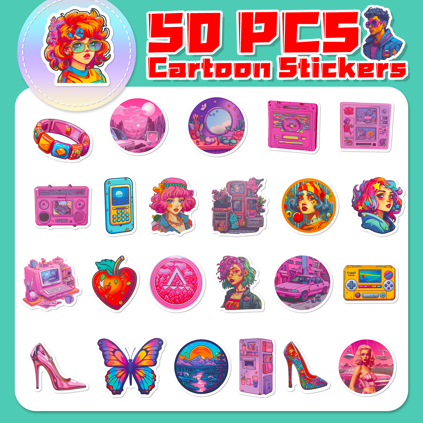 Vintage Girl Charm Y2k Stickers Aesthetic For Scrapbook Laptop