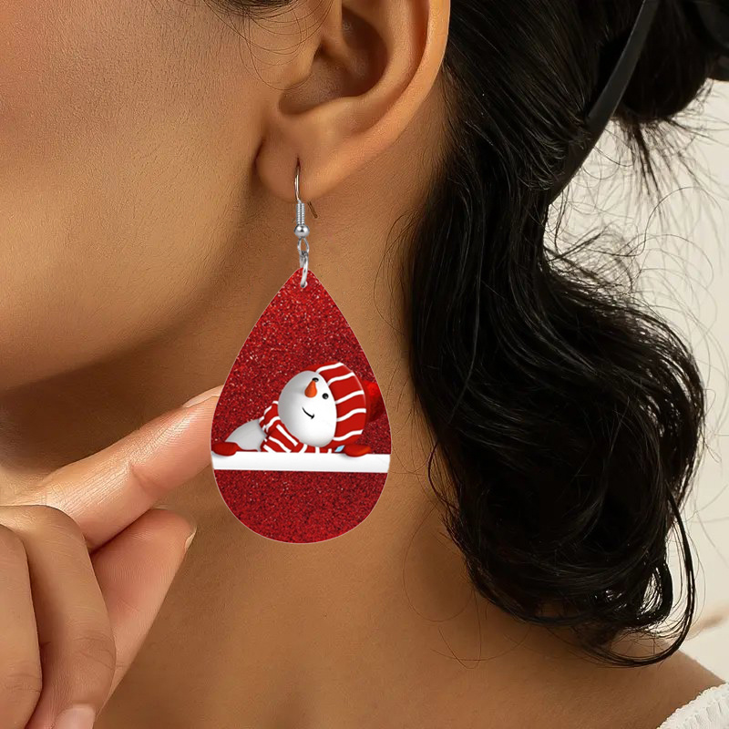 Christmas hot sale leather earrings