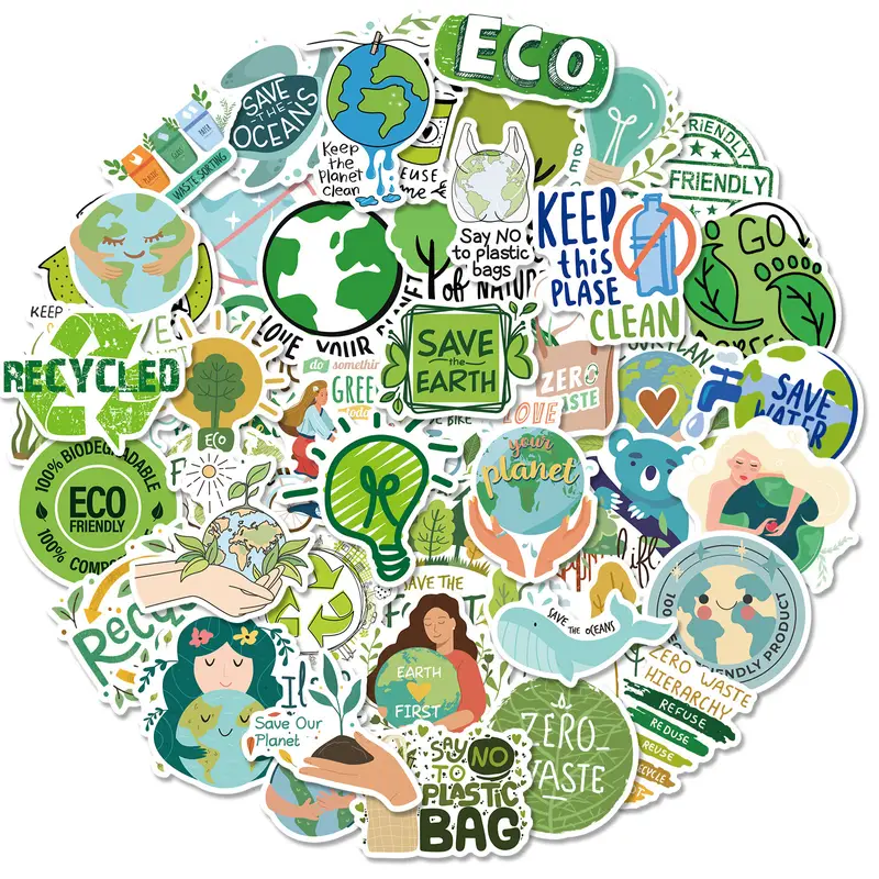 Earth Environmental Protection Signs Stickers Nature Green - Temu