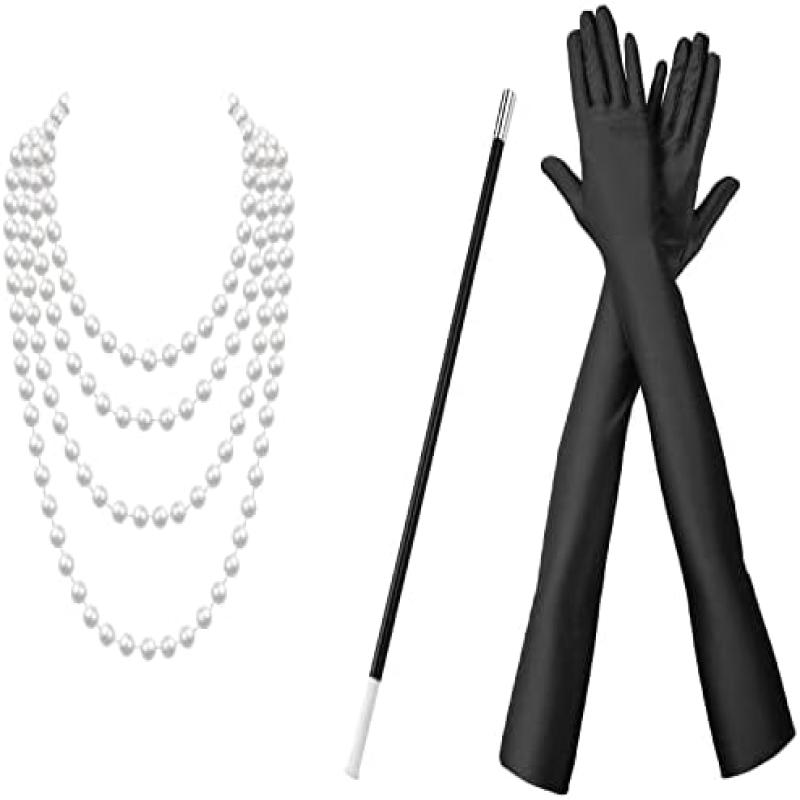 NUMJAW welezhu Accesorios para disfraz de Gatsby de los años 20 para mujer,  collar de perlas