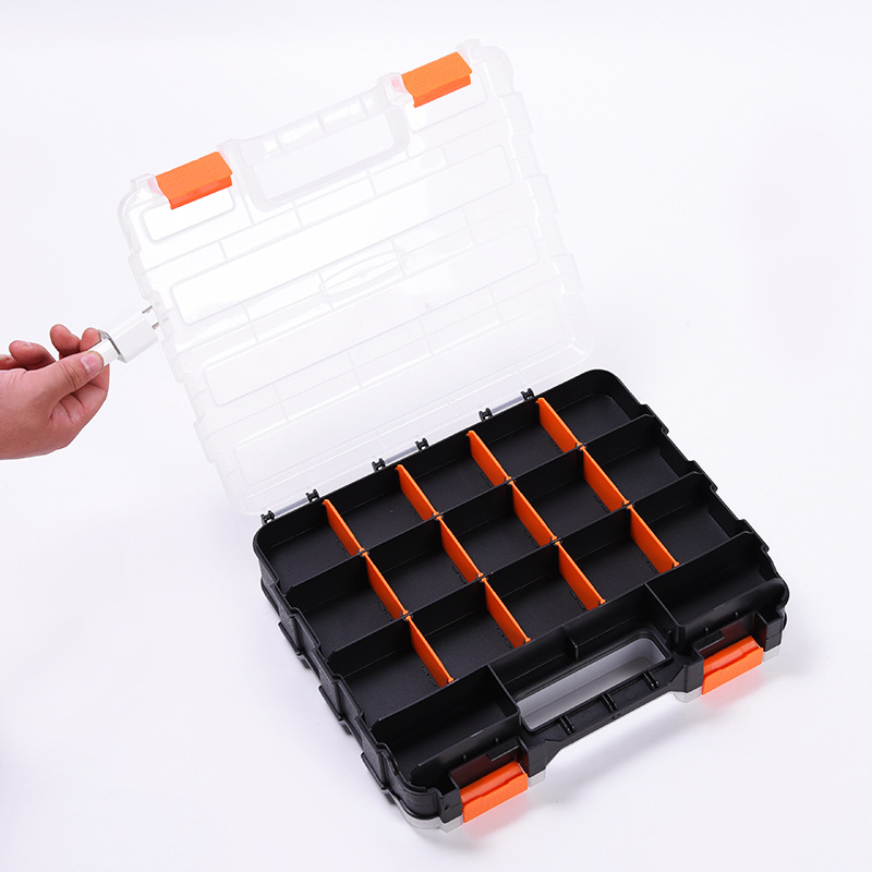 Small Parts Storage Case Tools Box Organizer Double Side 34 Compartments  Hardware Organizers with Removable Plastic Dividers for Screws Nuts Nails