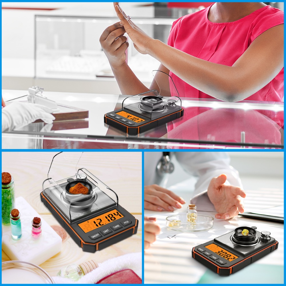 Báscula digital de alta precisión para joyas y alimentos de cocina, peso de  laboratorio, capacidad de 17.64 oz/0.00 oz (17.63 oz/0.001 oz)