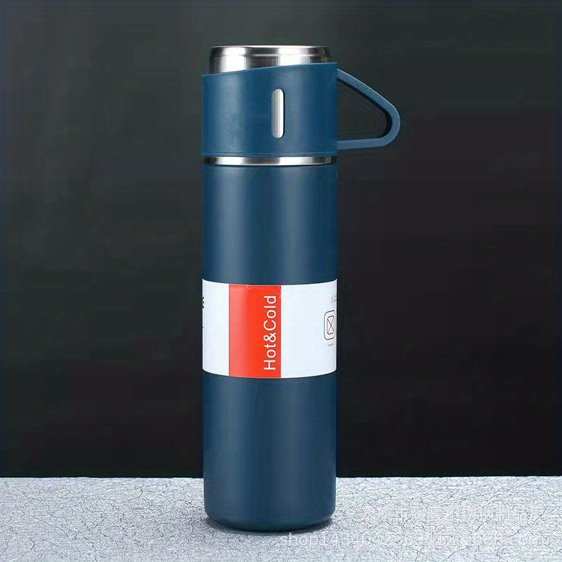 Stay Hydrated On-the-go: Stainless Steel Vacuum Insulated Water Bottle With  Cup & Portable Thermal Coffee Mug - Temu