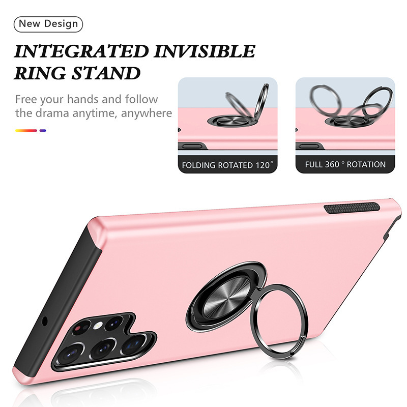 Ring Kickstand Shockproof Magnetic Hybrid Silicone Cover - Temu