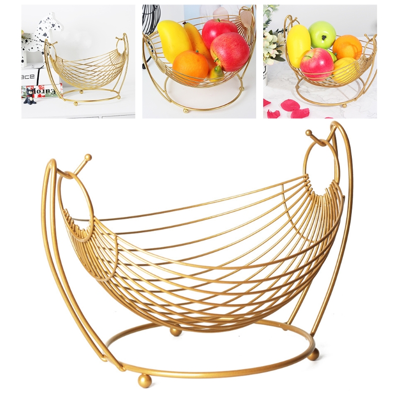 Hammock Shaped Fruit Vegetable Basket Woven Iron Wire Storage Hamper