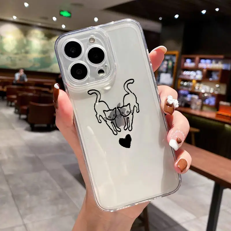 2pcs phone case cute cat graphic bumper hard back cover - Temu Morocco 2pcs phone case cute cat graphic bumper hard back cover - Temu Morocco