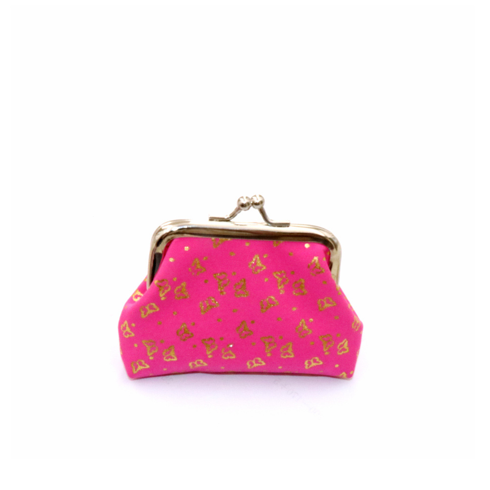 Golden Butterfly Print Coin Purse, Mini Kiss Lock Storage Bag