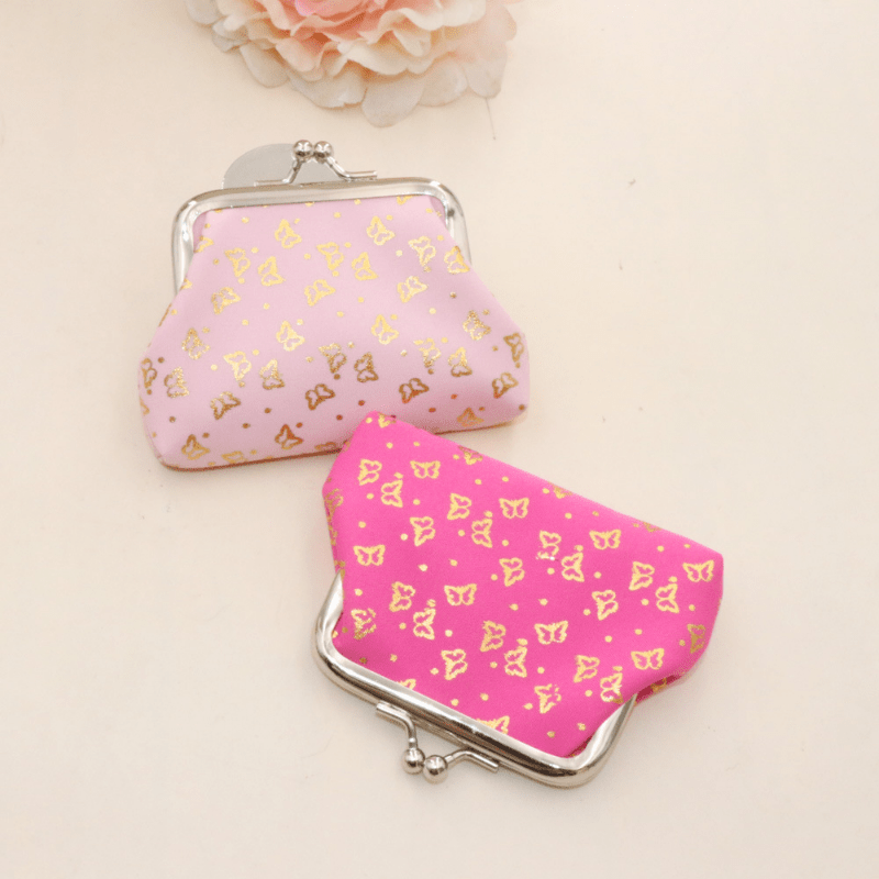 Golden Butterfly Print Coin Purse, Mini Kiss Lock Storage Bag, Women's  Clutch Clip Earphone Ley Bag - Temu