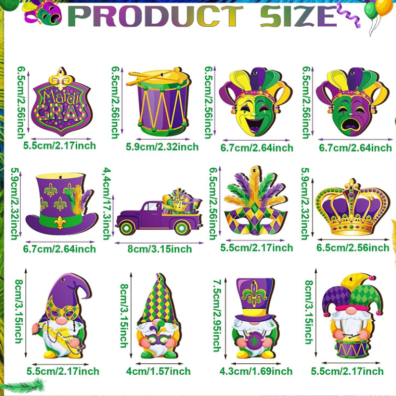  Mardi Gras Wooden Gold Green Purple Ornaments for Tree  Decorations Mardi Gras Hanging Charms Mardi Gras Tree Ornament Mardi Gras  Party Decorations(24 Pieces) : Home & Kitchen