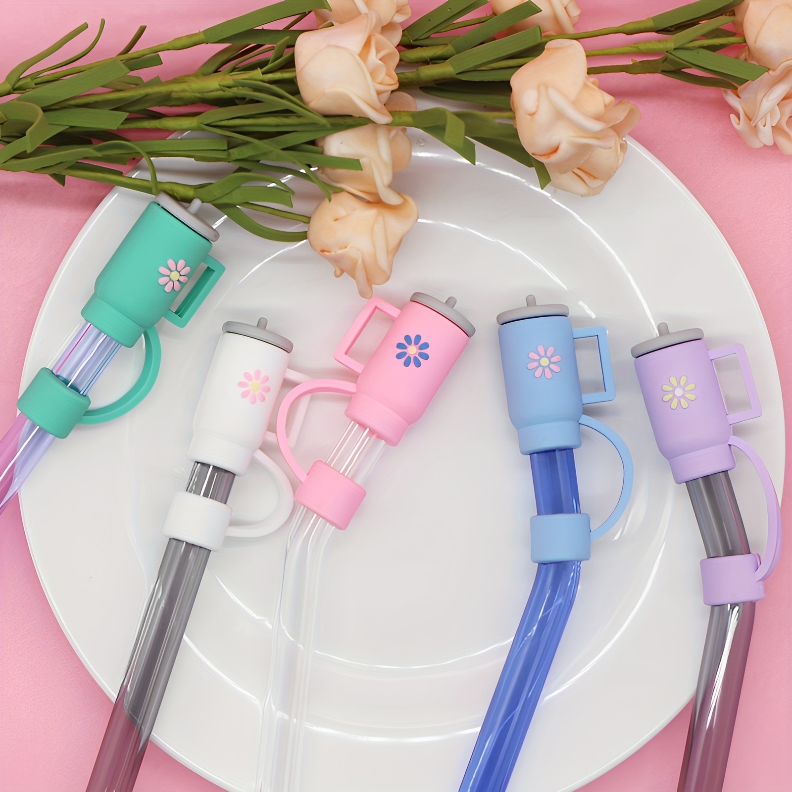 Straw Tips Cover, Cute Kawaii Medical Reusable Drinking Straw