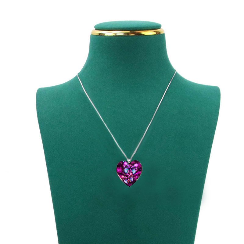 Pompotops Heart Pendant Necklaces Exquisite Dreamy Butterfly